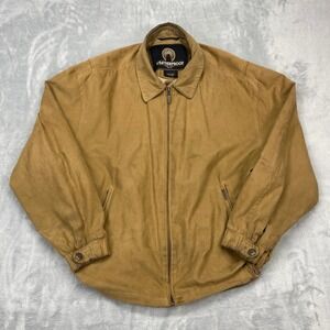 Weatherproof Garment Company Bomber Jacket Mens Large Tan Faux Suede Full Zipper